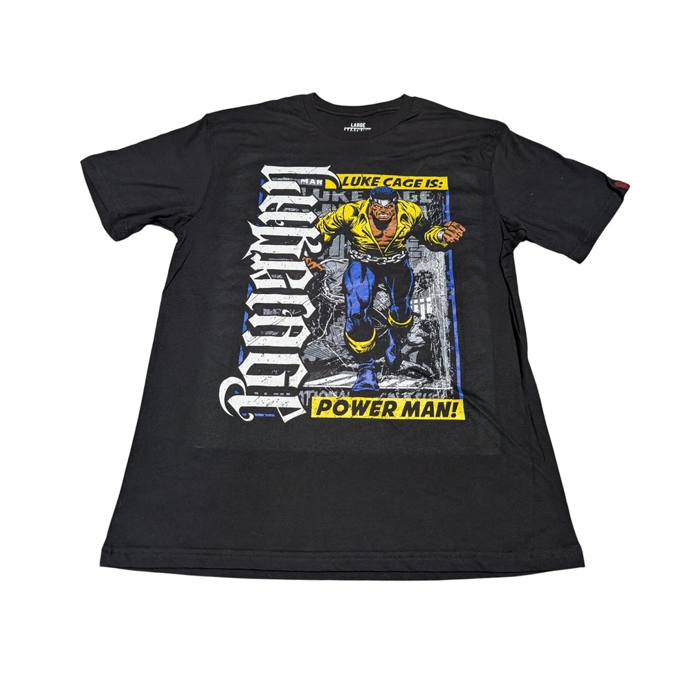Red Chapter Marvel T Shirt Mens L Black Luke Cage Power Man Graphic Comic‎ Tee
